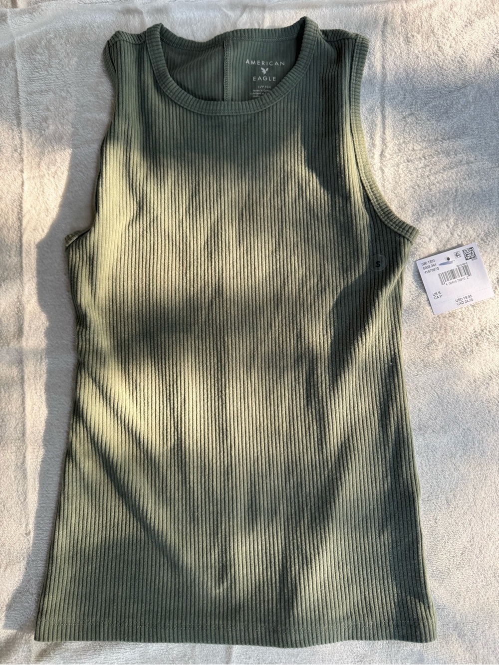 American Eagle Outfitters Olive Ribbed Tank